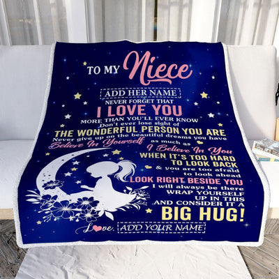 Personalized To My Niece Gifts From Aunt Uncle Auntie Blanket Floral Moon Birthday Gifts For Niece Graduation Wedding Christmas Customized Fleece Blanket | siriusteestore