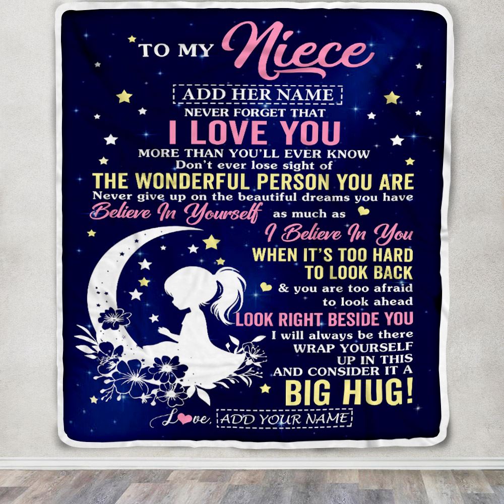 Personalized To My Niece Gifts From Aunt Uncle Auntie Blanket Floral Moon Birthday Gifts For Niece Graduation Wedding Christmas Customized Fleece Blanket | siriusteestore