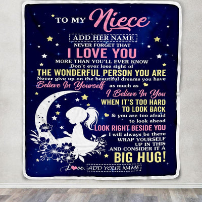 Personalized To My Niece Gifts From Aunt Uncle Auntie Blanket Floral Moon Birthday Gifts For Niece Graduation Wedding Christmas Customized Fleece Blanket | siriusteestore
