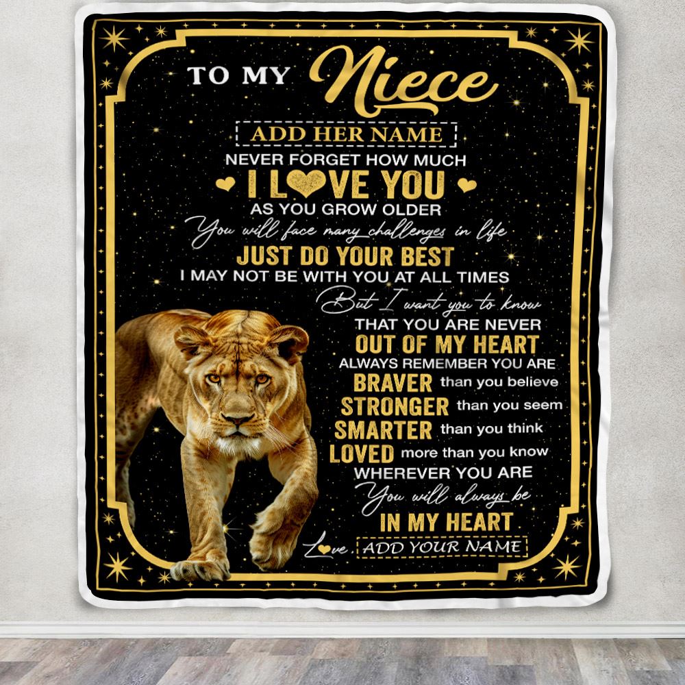 Personalized To My Niece Gifts From Aunt Uncle Auntie Blanket Lion I Love You Graduation Birthday Gifts For Niece Christmas Customized Fleece Throw Blanket | siriusteestore