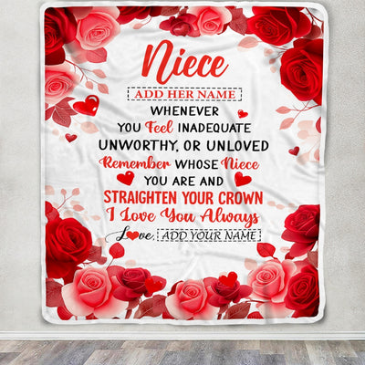 Personalized To My Niece Gifts From Aunt Uncle Auntie Blanket Rose Flower Anniversary Birthday Gifts Niece Graduation Christmas Custom Fleece Throw Blanket | siriusteestore