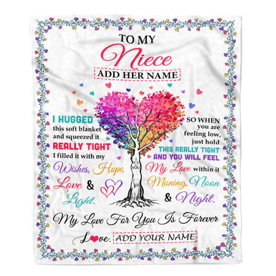 Personalized To My Niece Gifts From Aunt Uncle Auntie Hugged Blanket Birthday Gifts For Niece Graduation Christmas Customized Fleece Throw Blanket | siriusteestore