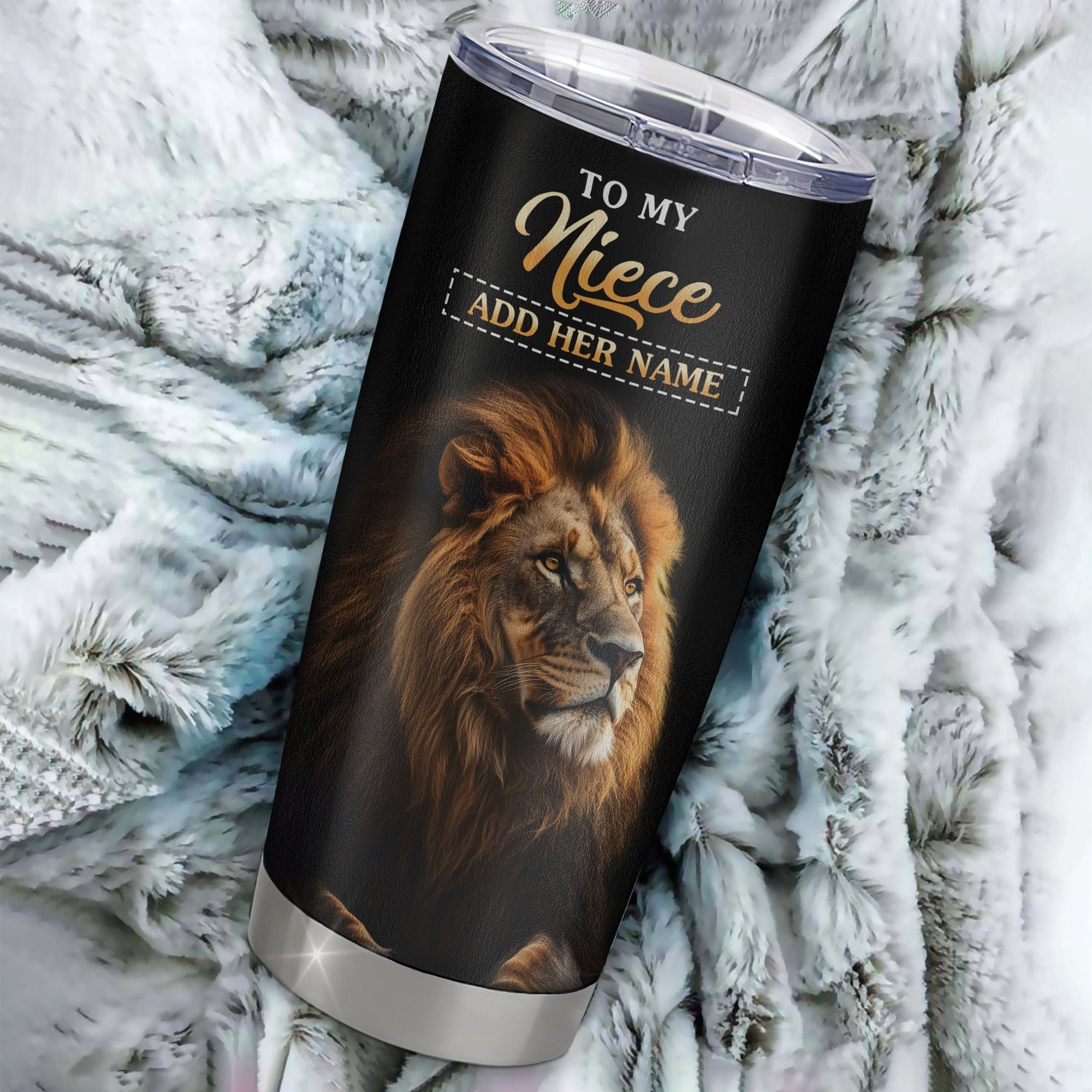 Personalized To My Niece Gifts From Aunt Uncle Auntie Tumbler Old Lion Love You Niece Birthday Gifts Graduation Christmas Custom Stainless Steel Cup Travel Mug | siriusteestore