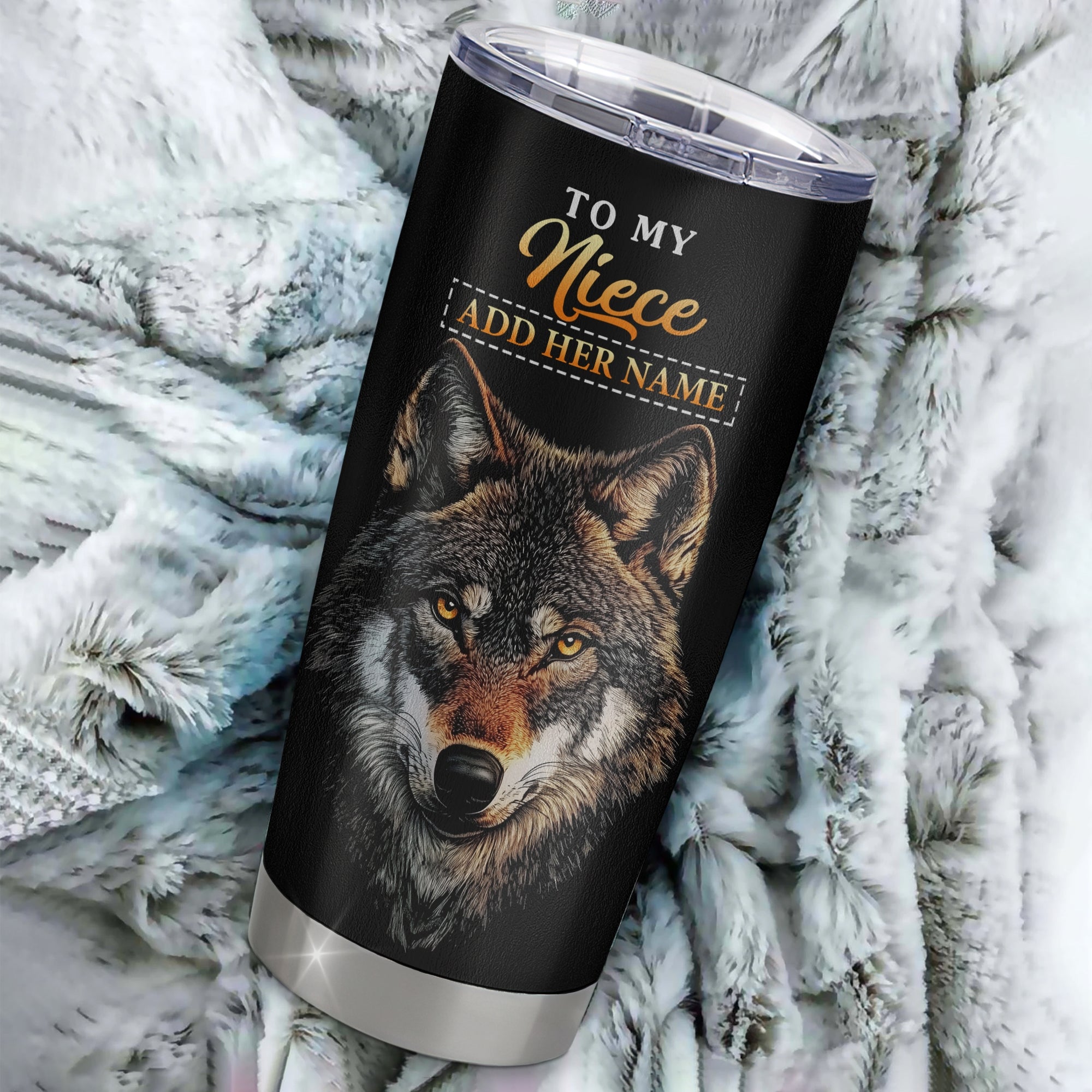 Personalized To My Niece Gifts From Aunt Uncle Auntie Tumbler Old Wolf Love You Niece Birthday Gifts Graduation Christmas Custom Stainless Steel Cup Travel Mug | siriusteestore