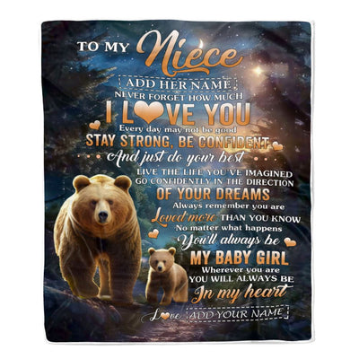 Personalized To My Niece Gifts From Aunt Uncle Blanket Bear Never Forget How Much I Love You Niece Birthday Graduation Christmas Customized Fleece Blanket | siriusteestore