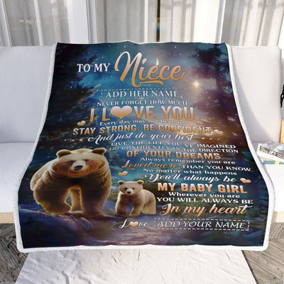 Personalized To My Niece Gifts From Aunt Uncle Blanket Bear Never Forget How Much I Love You Niece Birthday Graduation Christmas Customized Fleece Blanket | siriusteestore