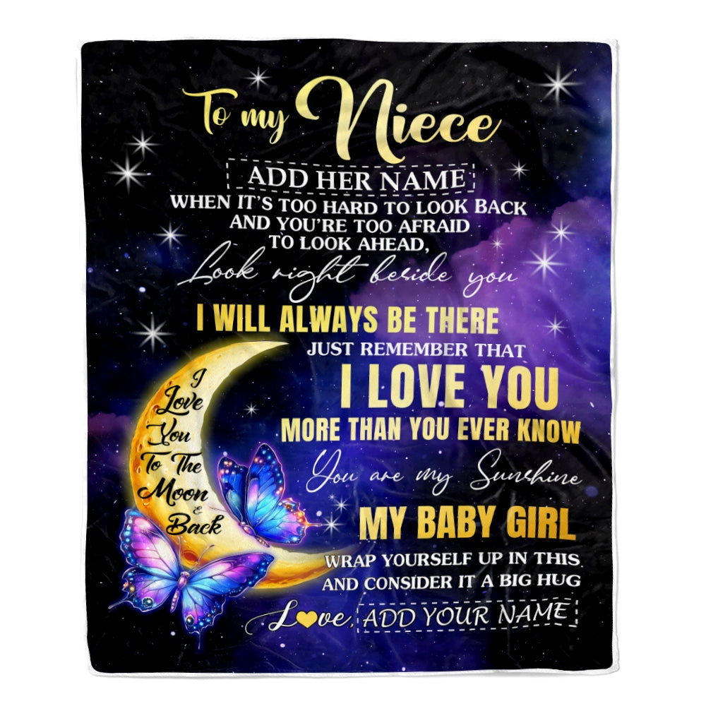 Personalized To My Niece Gifts From Aunt Uncle Blanket Butterfly I Love You Valentines Gifts For Niece Birthday Christmas Graduation Custom Fleece Blanket | siriusteestore