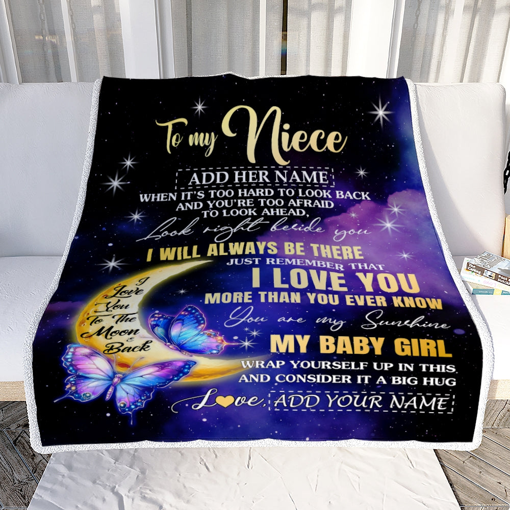 Personalized To My Niece Gifts From Aunt Uncle Blanket Butterfly I Love You Valentines Gifts For Niece Birthday Christmas Graduation Custom Fleece Blanket | siriusteestore