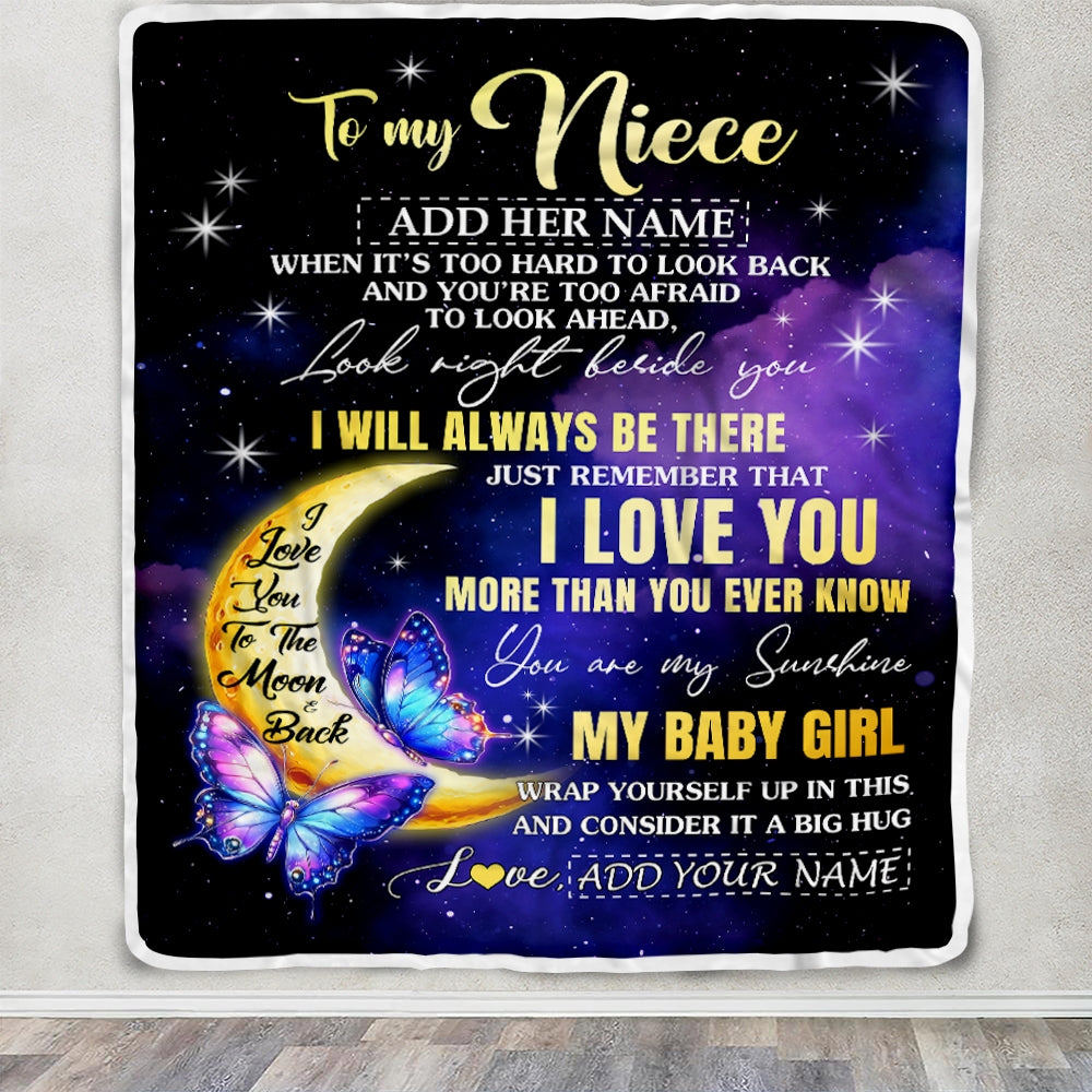Personalized To My Niece Gifts From Aunt Uncle Blanket Butterfly I Love You Valentines Gifts For Niece Birthday Christmas Graduation Custom Fleece Blanket | siriusteestore