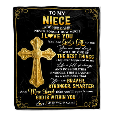 Personalized To My Niece Gifts From Aunt Uncle Blanket Christian God Is With You Gifts For Niece Birthday Present Graduation Christmas Custom Fleece Blanket | siriusteestore