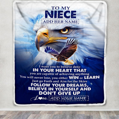 Personalized To My Niece Gifts From Aunt Uncle Blanket Don't Give Up Eagle Gifts For Niece Birthday Graduation Christmas Customized Fleece Throw Blanket | siriusteestore