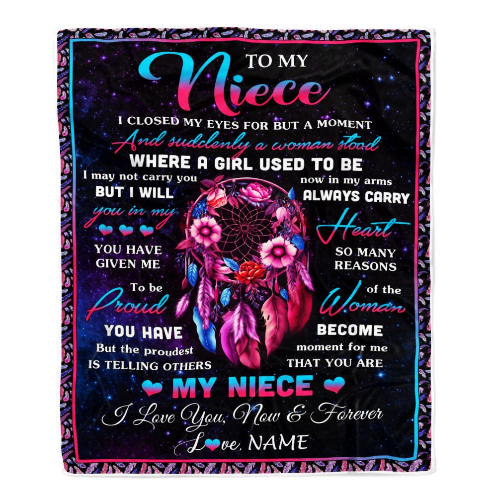 Personalized To My Niece Gifts From Aunt Uncle Blanket Dream Catcher Birthday Gifts For Niece Graduation Valentines Day Christmas Customized Fleece Blanket | siriusteestore