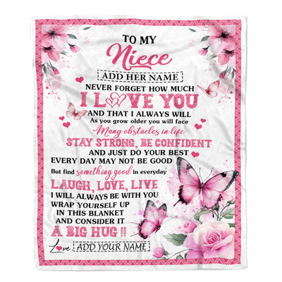 Personalized To My Niece Gifts From Aunt Uncle Blanket I Love You Butterfly Birthday Gifts For Niece Graduation Christmas Customized Fleece Throw Blanket | siriusteestore