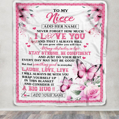 Personalized To My Niece Gifts From Aunt Uncle Blanket I Love You Butterfly Birthday Gifts For Niece Graduation Christmas Customized Fleece Throw Blanket | siriusteestore