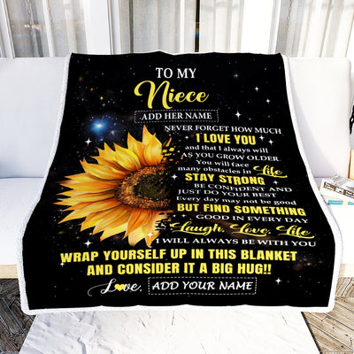 Personalized To My Niece Gifts From Aunt Uncle Blanket Purple Wood How Much I Love You Custom Niece Birthday Gifts Graduation Christmas Fleece Throw Blanket | siriusteestore
