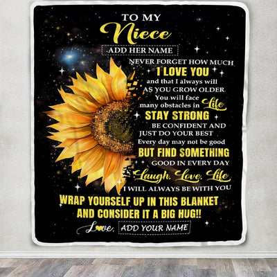 Personalized To My Niece Gifts From Aunt Uncle Blanket Purple Wood How Much I Love You Custom Niece Birthday Gifts Graduation Christmas Fleece Throw Blanket | siriusteestore