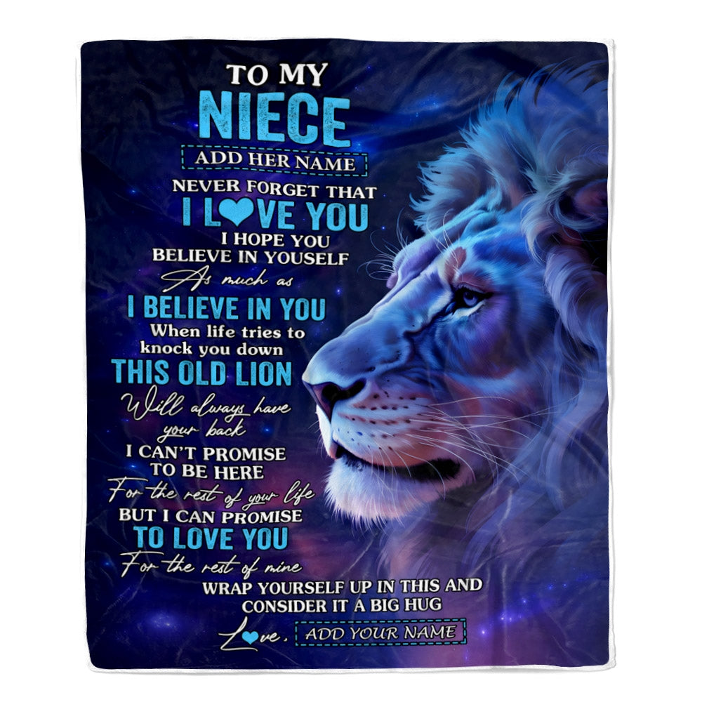 Personalized To My Niece Gifts From Aunt Uncle Blanket This Old Lion Heart Gifts For Niece Birthday Present Graduation Christmas Custom Fleece Throw Blanket | siriusteestore