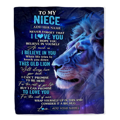 Personalized To My Niece Gifts From Aunt Uncle Blanket This Old Lion Heart Gifts For Niece Birthday Present Graduation Christmas Custom Fleece Throw Blanket | siriusteestore