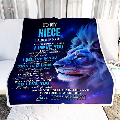 Personalized To My Niece Gifts From Aunt Uncle Blanket This Old Lion Heart Gifts For Niece Birthday Present Graduation Christmas Custom Fleece Throw Blanket | siriusteestore
