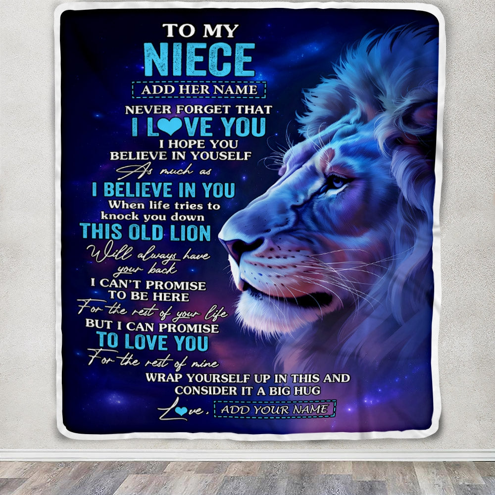 Personalized To My Niece Gifts From Aunt Uncle Blanket This Old Lion Heart Gifts For Niece Birthday Present Graduation Christmas Custom Fleece Throw Blanket | siriusteestore