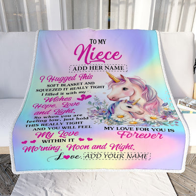 Personalized To My Niece Gifts From Aunt Uncle Blanket Unicorn Letter I Hugged This Gifts For Niece Birthday Graduation Christmas Customized Fleece Blanket | siriusteestore
