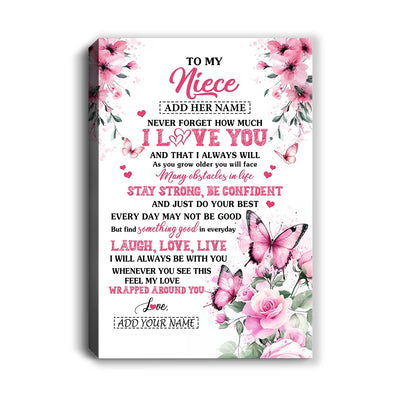 Personalized To My Niece Gifts From Aunt Uncle Canvas I Love You Butterfly Birthday Gifts For Niece Graduation Christmas Custom Wall Art Framed Canvas | siriusteestore