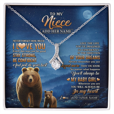 Alluring Beauty Necklace 14K White Gold Finish | 1 | Personalized To My Niece Gifts From Aunt Uncle Necklace Bear Never Forget How Much I Love You Niece Birthday Gifts Graduation Christmas Gift Box Message Card | siriusteestore.myshopify