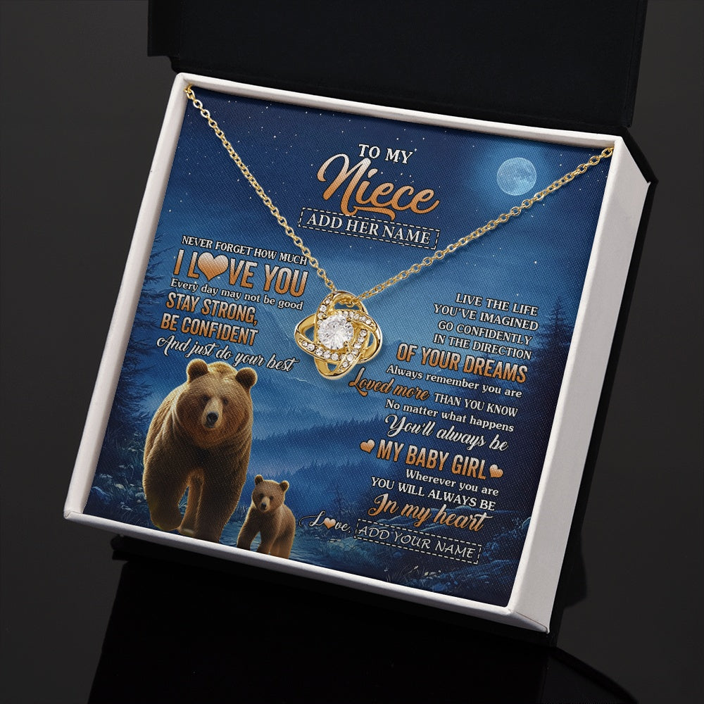 Love Knot Necklace 18K Yellow Gold Finish | 2 | Personalized To My Niece Gifts From Aunt Uncle Necklace Bear Never Forget How Much I Love You Niece Birthday Gifts Graduation Christmas Gift Box Message Card | siriusteestore.myshopify