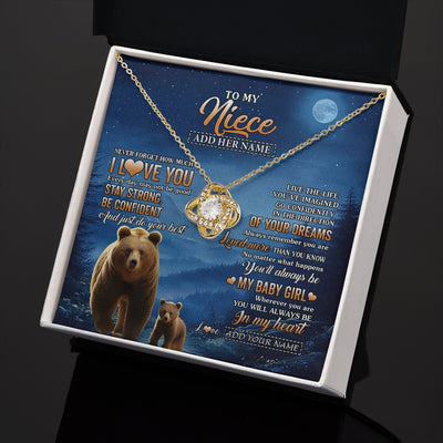 Love Knot Necklace 18K Yellow Gold Finish | 2 | Personalized To My Niece Gifts From Aunt Uncle Necklace Bear Never Forget How Much I Love You Niece Birthday Gifts Graduation Christmas Gift Box Message Card | siriusteestore.myshopify
