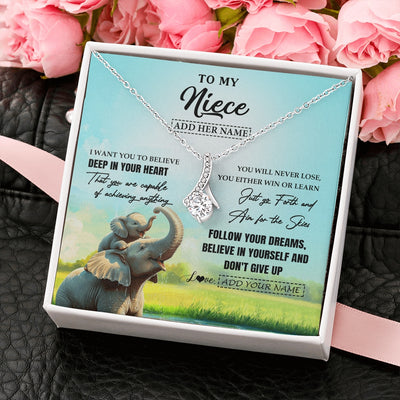 Alluring Beauty Necklace 14K White Gold Finish | 2 | Personalized To My Niece Gifts From Aunt Uncle Necklace Don't Give Up Elephant Gifts For Niece Birthday Graduation Christmas Custom Gift Box Message Card | https://siriusteestore.