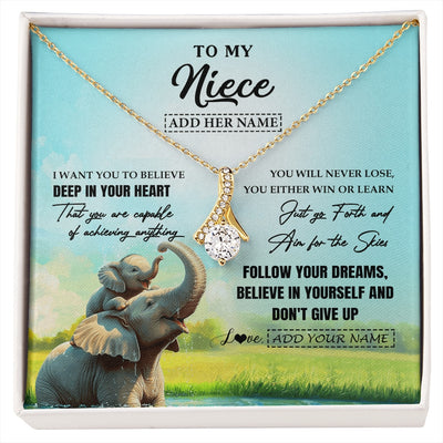 Alluring Beauty Necklace 18K Yellow Gold Finish | 1 | Personalized To My Niece Gifts From Aunt Uncle Necklace Don't Give Up Elephant Gifts For Niece Birthday Graduation Christmas Custom Gift Box Message Card | https://siriusteestore.