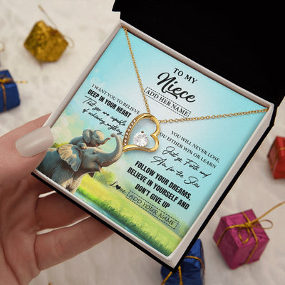 Forever Love Necklace 18K Yellow Gold Finish | 2 | Personalized To My Niece Gifts From Aunt Uncle Necklace Don't Give Up Elephant Gifts For Niece Birthday Graduation Christmas Custom Gift Box Message Card | https://siriusteestore.