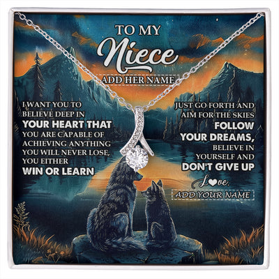 Alluring Beauty Necklace 14K White Gold Finish | 1 | Personalized To My Niece Gifts From Aunt Uncle Necklace Don't Give Up Wolf Gifts For Niece Birthday Graduation Christmas Customized Gift Box Message Card | siriusteestore