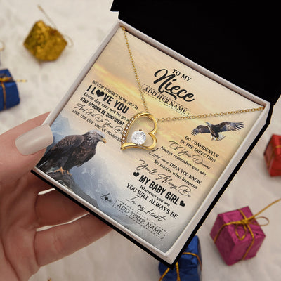 Forever Love Necklace 18K Yellow Gold Finish | 2 | Personalized To My Niece Gifts From Aunt Uncle Necklace Eagle Never Forget How Much I Love You Niece Birthday Graduation Christmas Gift Box Message Card | siriusteestore.myshopify