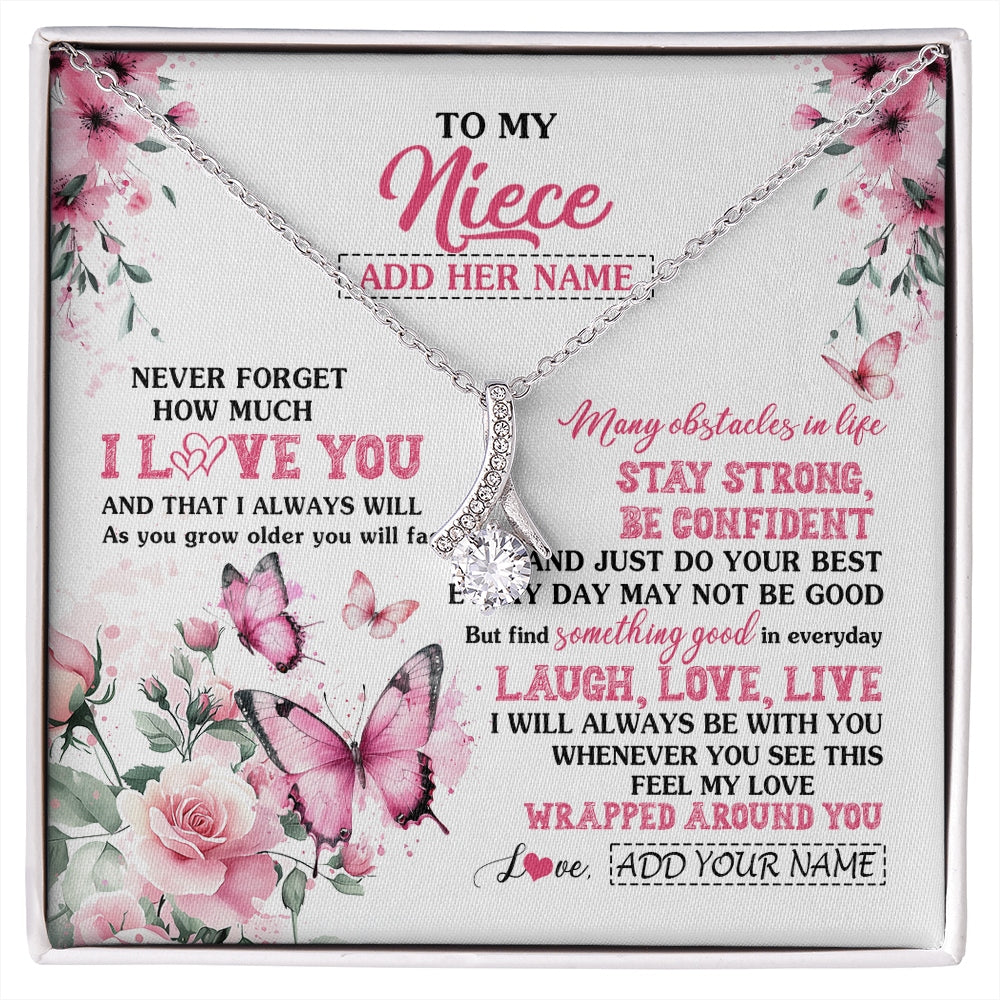 Alluring Beauty Necklace 14K White Gold Finish | 1 | Personalized To My Niece Gifts From Aunt Uncle Necklace I Love You Butterfly Birthday Gifts For Niece Graduation Christmas Custom Gift Box Message Card | https://siriusteestore.