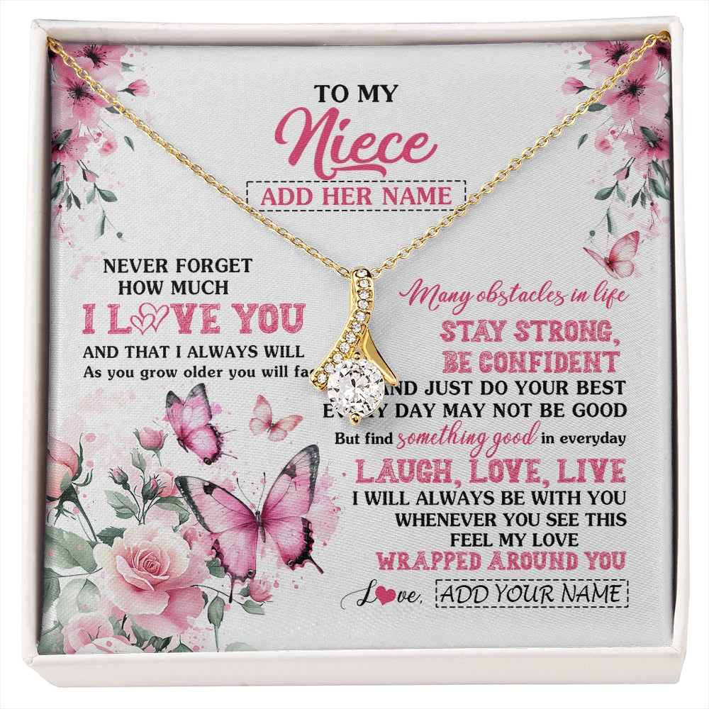 Alluring Beauty Necklace 18K Yellow Gold Finish | 1 | Personalized To My Niece Gifts From Aunt Uncle Necklace I Love You Butterfly Birthday Gifts For Niece Graduation Christmas Custom Gift Box Message Card | https://siriusteestore.
