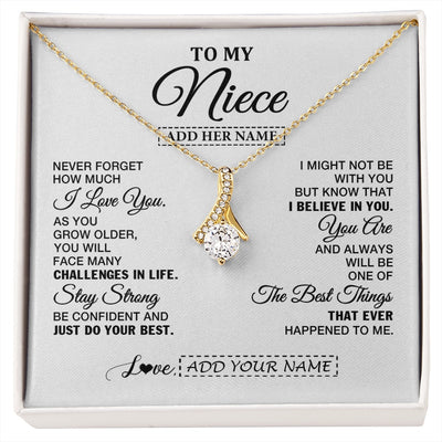 Alluring Beauty Necklace 18K Yellow Gold Finish | 1 | Personalized To My Niece Gifts From Aunt Uncle Necklace I Love You Thoughtful Keepsake Gift Niece Birthday Graduation Christmas Custom Gift Box Message Card | https://siriusteestore.
