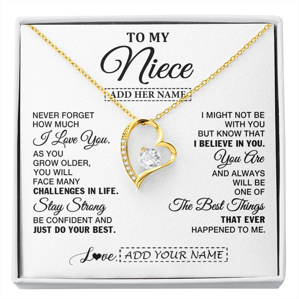Forever Love Necklace 18K Yellow Gold Finish | 1 | Personalized To My Niece Gifts From Aunt Uncle Necklace I Love You Thoughtful Keepsake Gift Niece Birthday Graduation Christmas Custom Gift Box Message Card | https://siriusteestore.