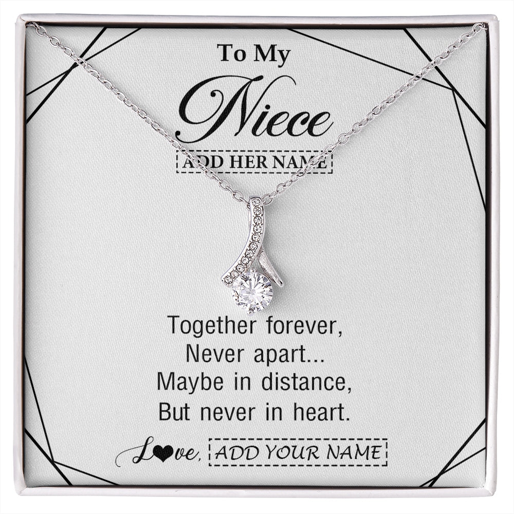 Alluring Beauty Necklace 14K White Gold Finish | 1 | Personalized To My Niece Gifts From Aunt Uncle Necklace Together Forever With Heartfelt Message Niece Birthday Graduation Christmas Gift Box Message Card | https://siriusteestore.