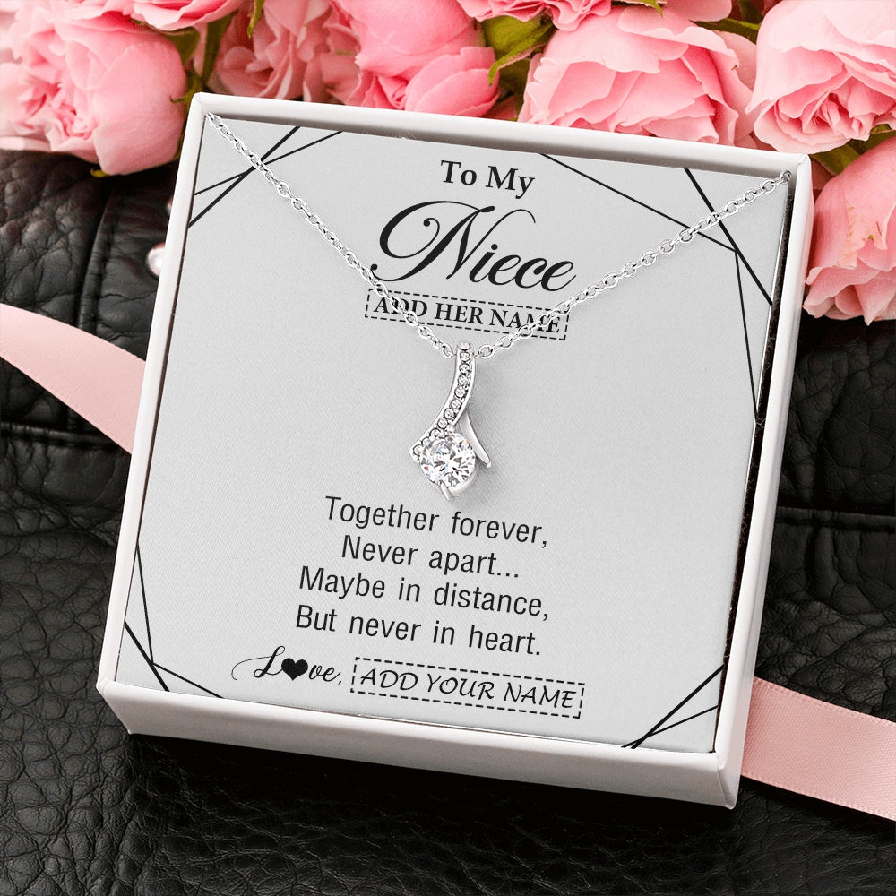 Alluring Beauty Necklace 14K White Gold Finish | 2 | Personalized To My Niece Gifts From Aunt Uncle Necklace Together Forever With Heartfelt Message Niece Birthday Graduation Christmas Gift Box Message Card | https://siriusteestore.