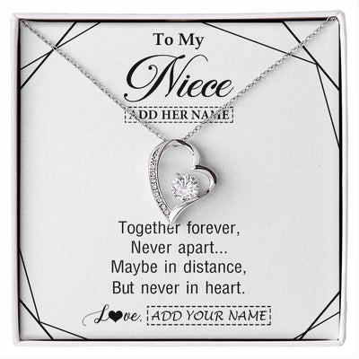 Forever Love Necklace 14K White Gold Finish | 1 | Personalized To My Niece Gifts From Aunt Uncle Necklace Together Forever With Heartfelt Message Niece Birthday Graduation Christmas Gift Box Message Card | https://siriusteestore.