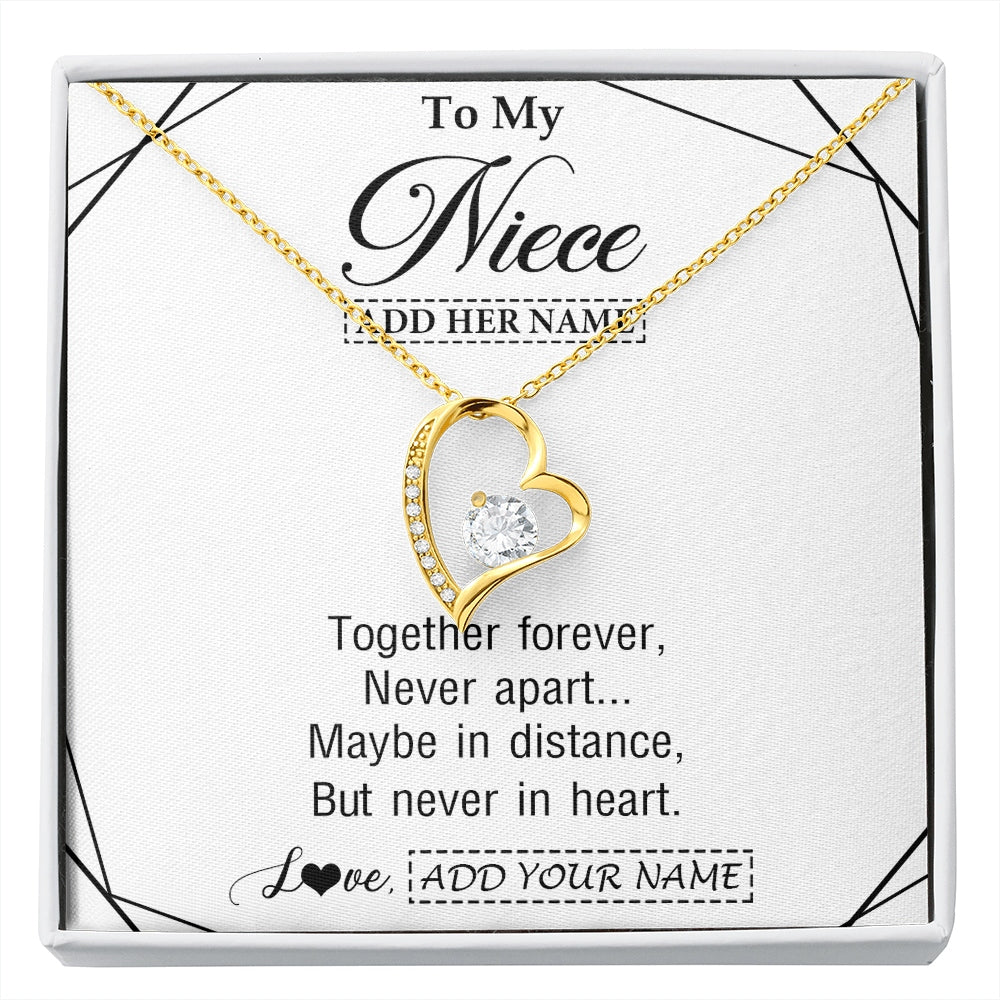 Forever Love Necklace 18K Yellow Gold Finish | 1 | Personalized To My Niece Gifts From Aunt Uncle Necklace Together Forever With Heartfelt Message Niece Birthday Graduation Christmas Gift Box Message Card | https://siriusteestore.