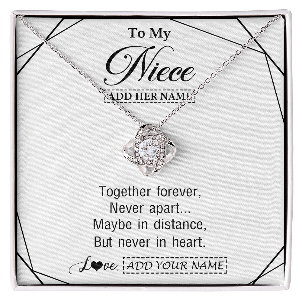 Love Knot Necklace 14K White Gold Finish | 1 | Personalized To My Niece Gifts From Aunt Uncle Necklace Together Forever With Heartfelt Message Niece Birthday Graduation Christmas Gift Box Message Card | https://siriusteestore.