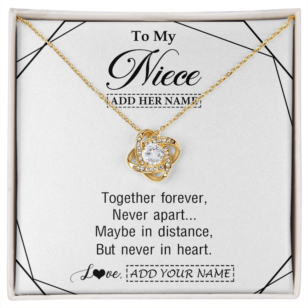 Love Knot Necklace 18K Yellow Gold Finish | 1 | Personalized To My Niece Gifts From Aunt Uncle Necklace Together Forever With Heartfelt Message Niece Birthday Graduation Christmas Gift Box Message Card | https://siriusteestore.