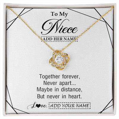Love Knot Necklace 18K Yellow Gold Finish | 1 | Personalized To My Niece Gifts From Aunt Uncle Necklace Together Forever With Heartfelt Message Niece Birthday Graduation Christmas Gift Box Message Card | https://siriusteestore.