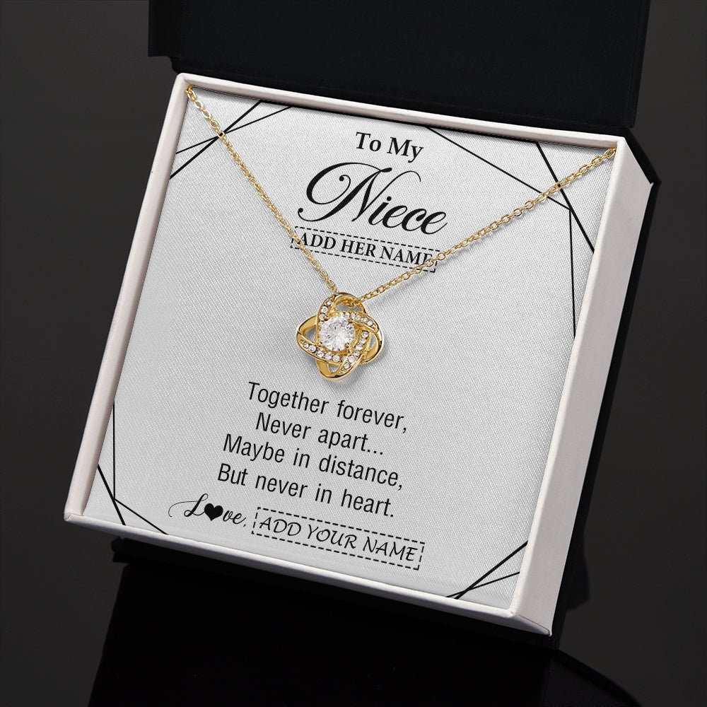 Love Knot Necklace 18K Yellow Gold Finish | 2 | Personalized To My Niece Gifts From Aunt Uncle Necklace Together Forever With Heartfelt Message Niece Birthday Graduation Christmas Gift Box Message Card | https://siriusteestore.