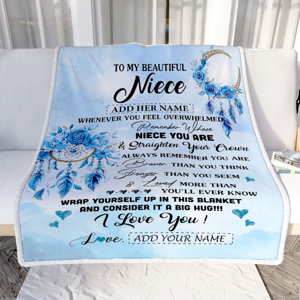 Personalized To My Niece Gifts From Aunt Uncle Niece Blanket Dream Catcher Blue Niece Birthday Gifts Graduation Christmas Customized Fleece Throw Blanket | siriusteestore