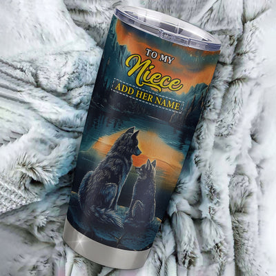 Personalized To My Niece Gifts From Aunt Uncle Tumbler Don't Give Up Wolf Gifts For Niece Birthday Graduation Christmas Custom Stainless Steel Cup Travel Mug | siriusteestore