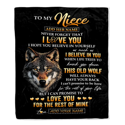 Personalized To My Niece Gifts From Uncle Aunt Auntie Blanket Old Wolf Love You Niece Birthday Gifts Graduation Christmas Customized Fleece Throw Blanket | siriusteestore