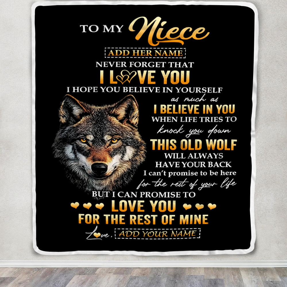 Personalized To My Niece Gifts From Uncle Aunt Auntie Blanket Old Wolf Love You Niece Birthday Gifts Graduation Christmas Customized Fleece Throw Blanket | siriusteestore